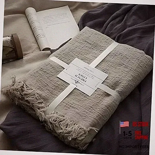 100% Pure Blanket,100% Natural Flax Throw Blanket, 79" L 100% 79"x57" Linen