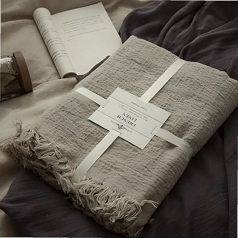 100% Pure Linen Blanket,100% Natural Flax Linen Throw Blanket, 79" L 100% French