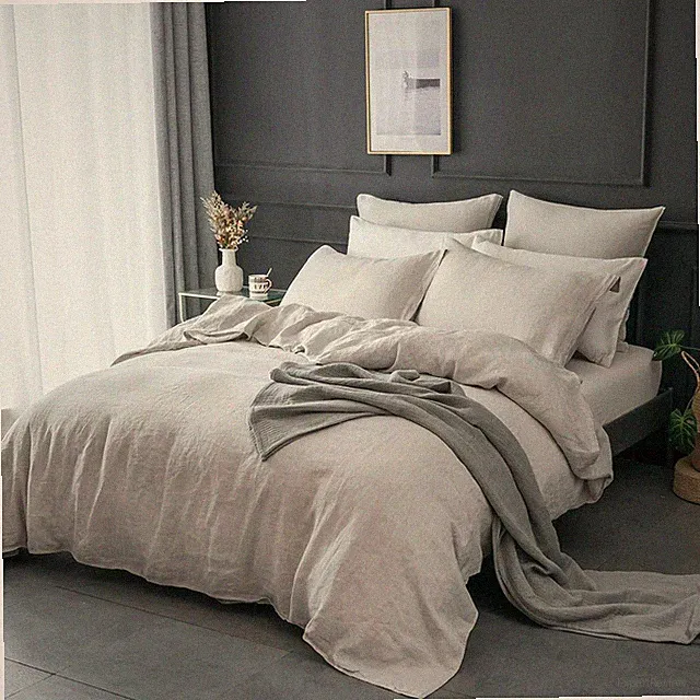 100% Pure Linen Duvet Cover Bed Sheet Stone Washed Soft Natural Flax Flat Sheet