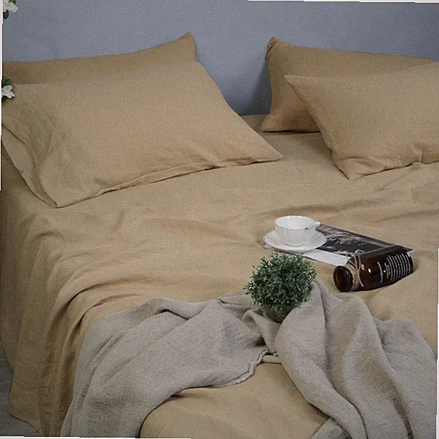 Natural 100% Linen Flat Sheets Stone Washed Soft Flax Bed Cover Bedroom Decor