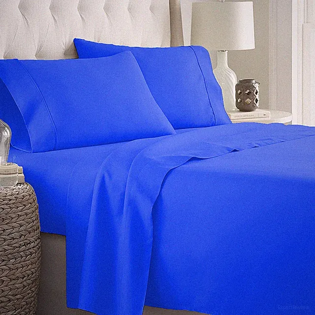 1000 TC OR 1200 TC Royal Blue Linen Egyptian Cotton Solid Select Item & US Sizes