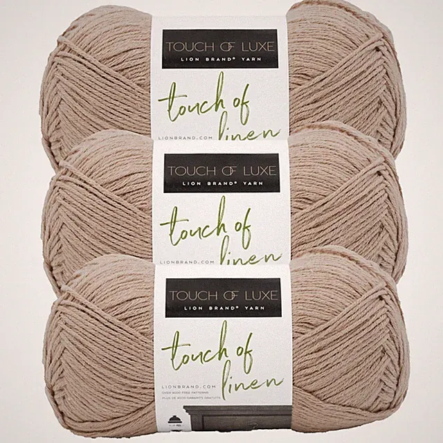 (3 Pack) Lion Brand Yarn 682-122S Touch of Linen Yarn, Stone