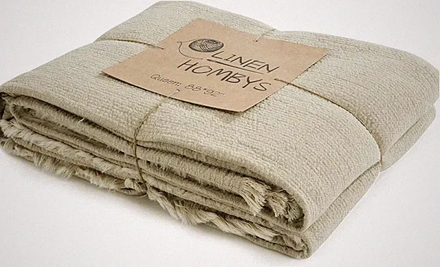 88"X92" 100% Pure Linen Queen Size Blanket-Soft Linen Reversible Throw Lightweig