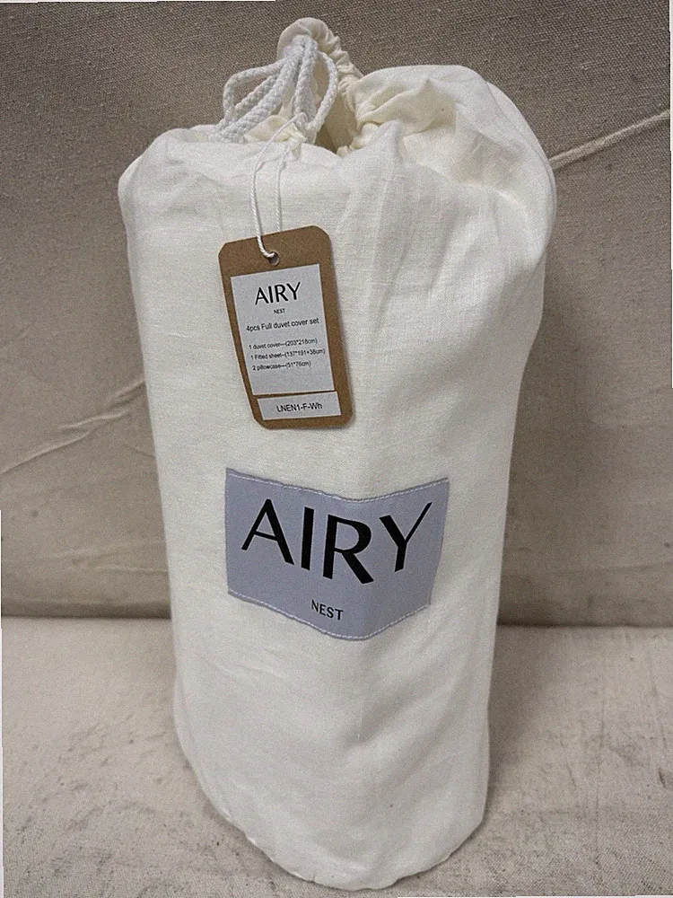 Airy Nest Twin 3 Piece Linen Duvet Cover Set Cover Fitted Sheet 1 Pillowcase