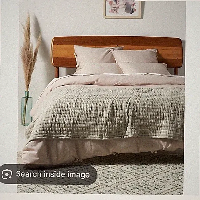 Anthropologie Amber Lewis King Linen Bed Blanket Moss Ribbed Texture