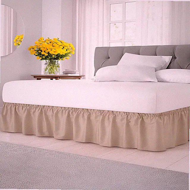 CGK Linens Elastic Wrap-Around Dust Ruffled Bed Skirt - Easy Fit with