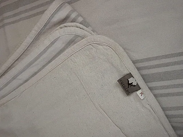 COYUCHI RUSTIC ORGANIC LINEN FLANNEL LINING KING BLANKET HEATHER GRAY STRIPES