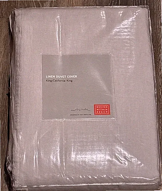 Design Within Reach Linen Duvet Cover King Cal King Gray 100% Linen Italy DWR