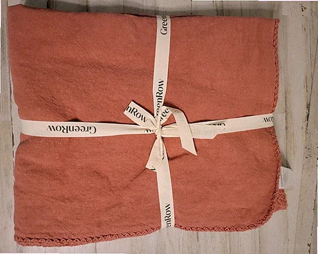 GreenRow Heavy Linen Coverlet Full/Queen Rust