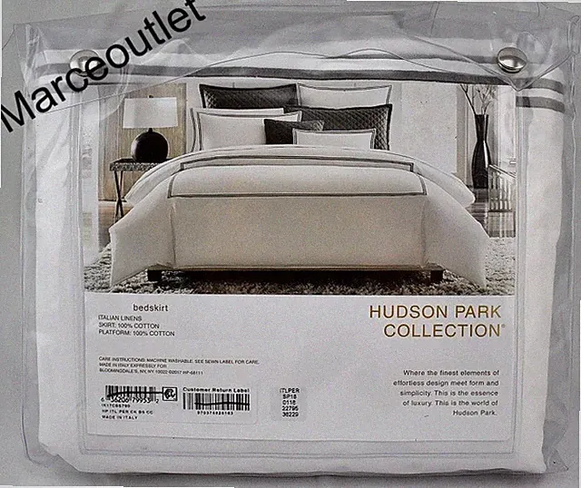 Hudson Park Italian Linens Cotton Percale KING Bedskirt White / Charcoal