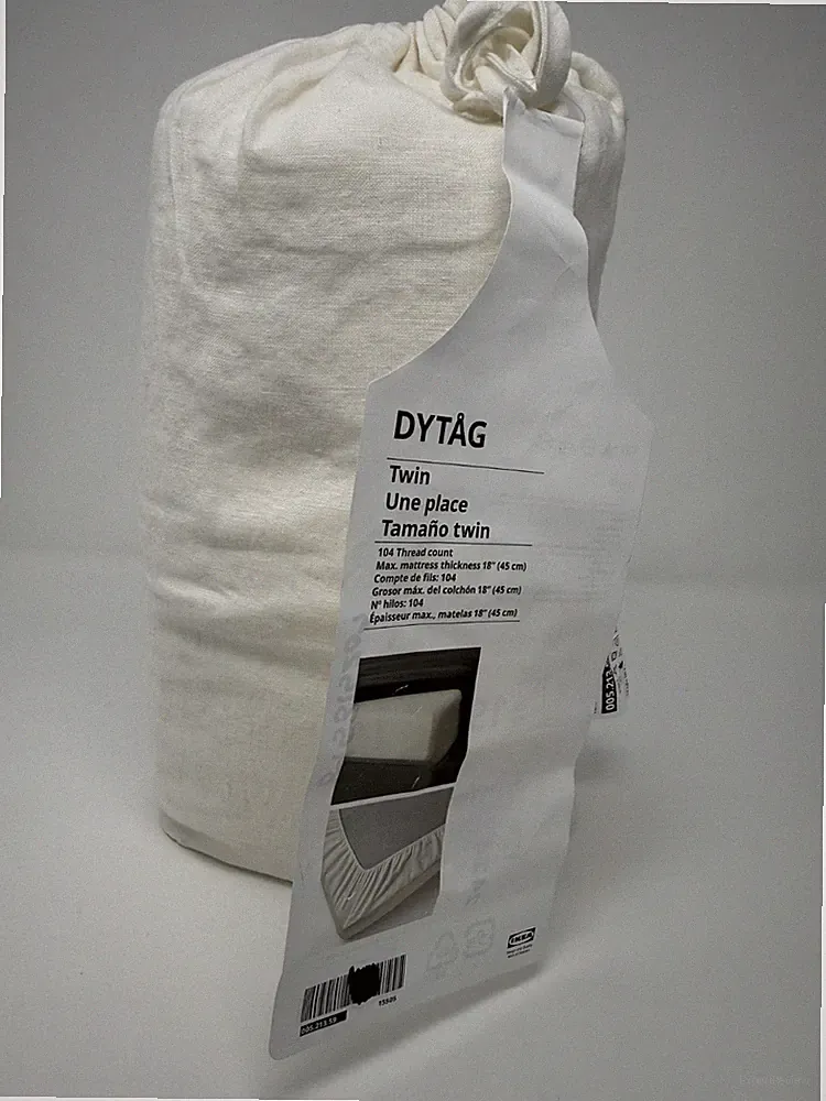 IKEA DYTÅG White Linen Fitted Sheet 100% Linen Bed Sheet 005.213.59 – NEW