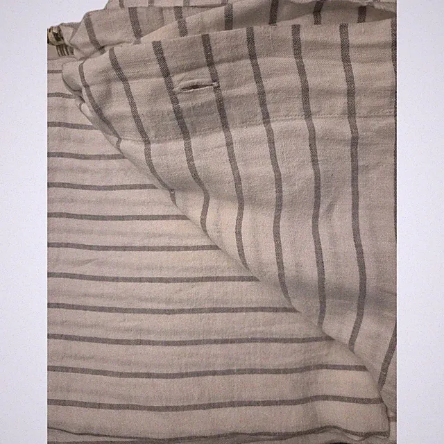 KING Relaxed Linen 1" Vertical Stripes Duvet Cover Gray & White Stripe
