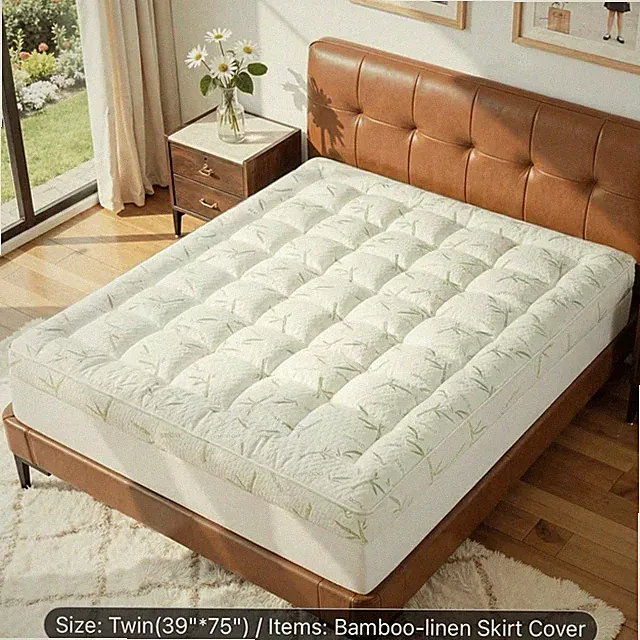 Mattress Cover Twin 39-75 Bamboo Linen Skirt Cover
