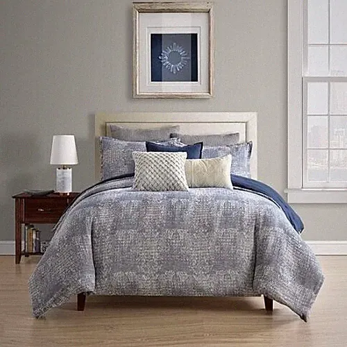 NIB F/Q 100% linen comforter 2shams Vanderbilt neutral greish bluish MSRP $420