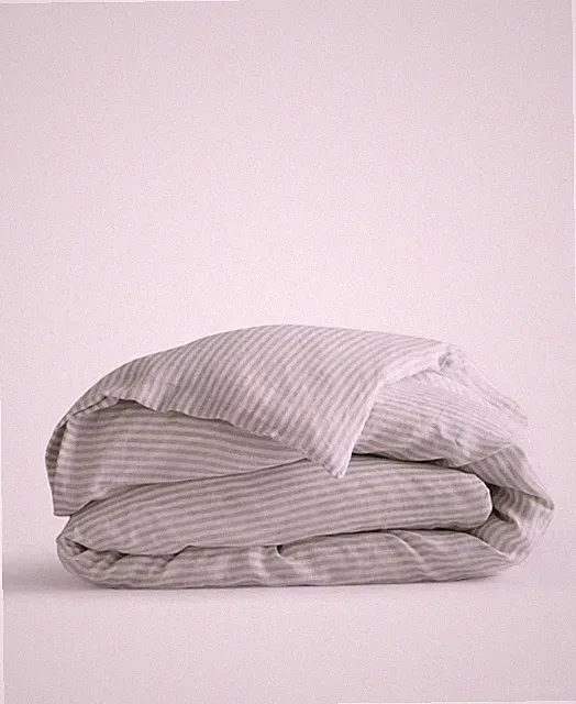 NWOT Quince Full Queen Duvet ONLY NO SHAMS Linen Mist White Stripe