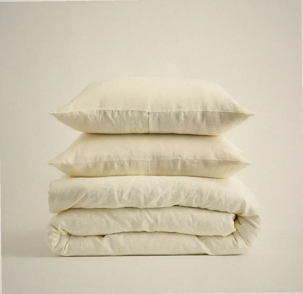 NWT- Quince European Linen Ivory Duvet Cover & 2 Sham! King/ Cal King ! (771)