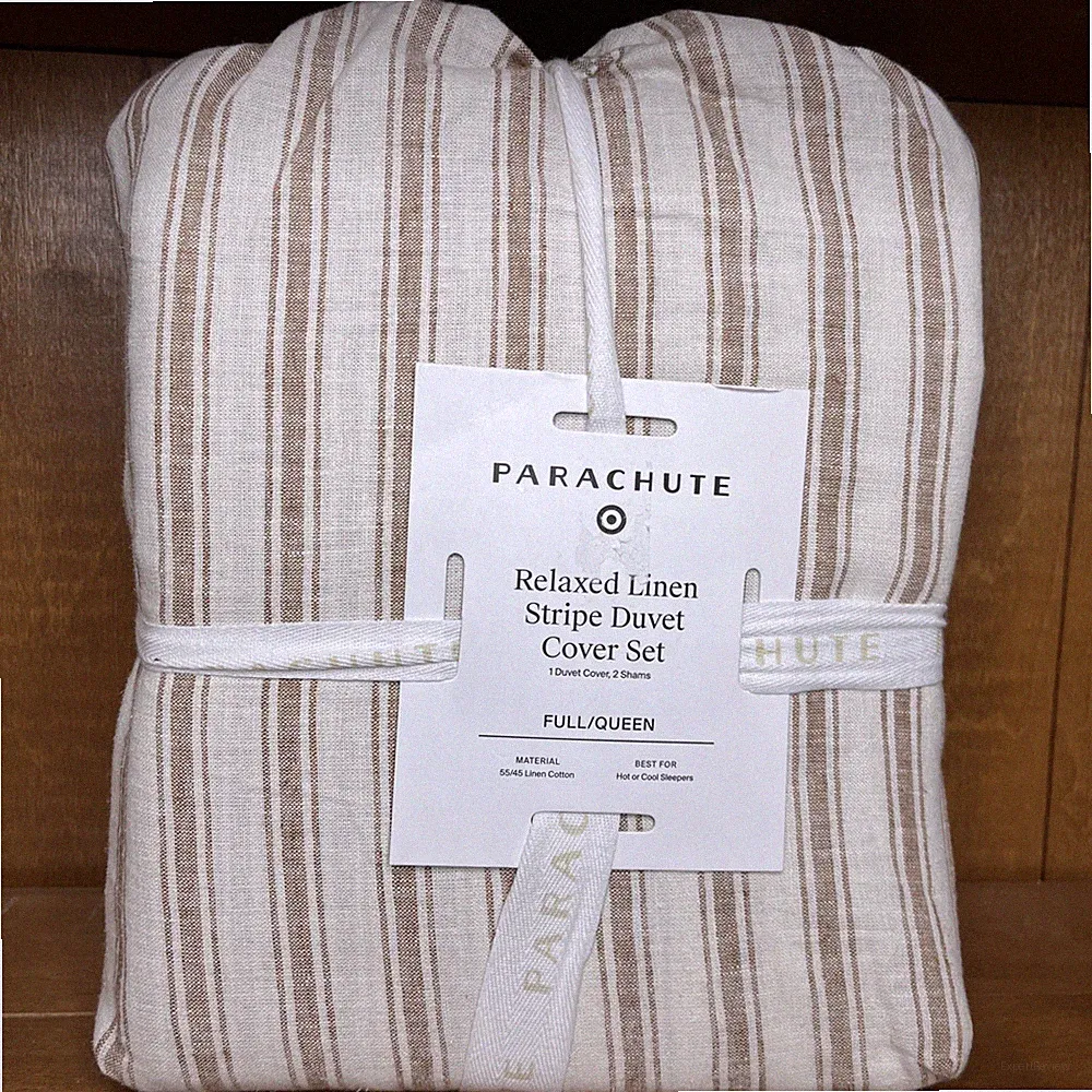 Parachute Relaxed Linen Stripe Duvet Set Full/queen New