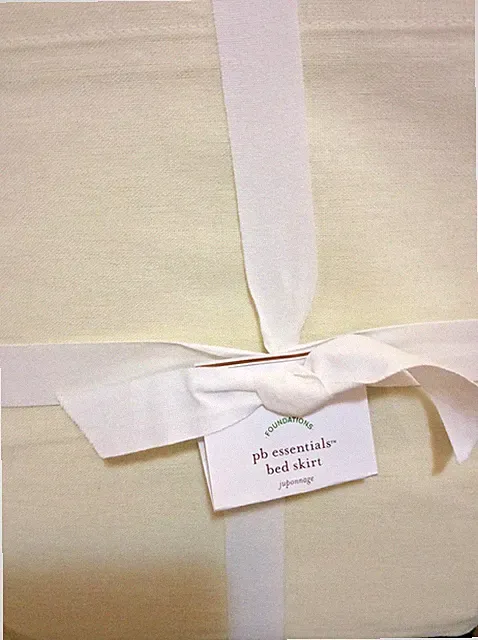 Pottery Barn Essential Cotton Linen Full Bed Skirt NWT Classic Ivory 14" Drop
