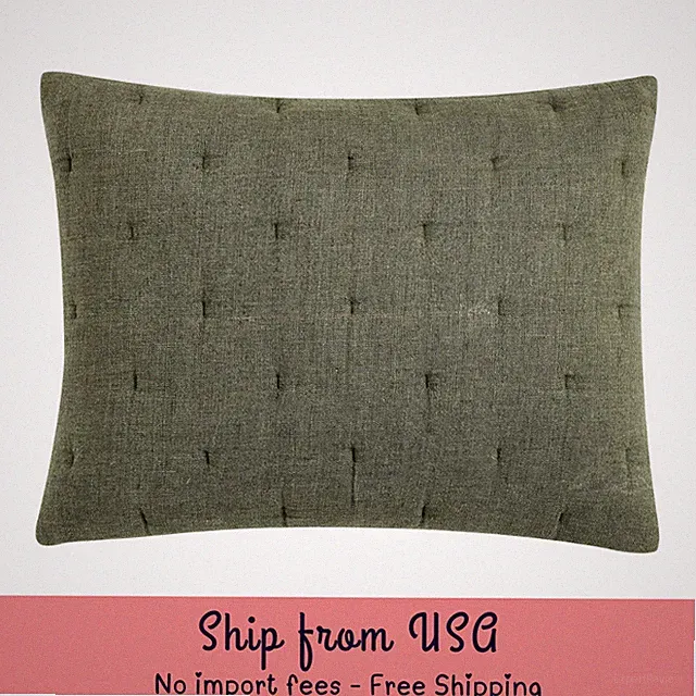 Pottery Barn Everyday Linen Comfort Quilted Shams Dark Loden Standard