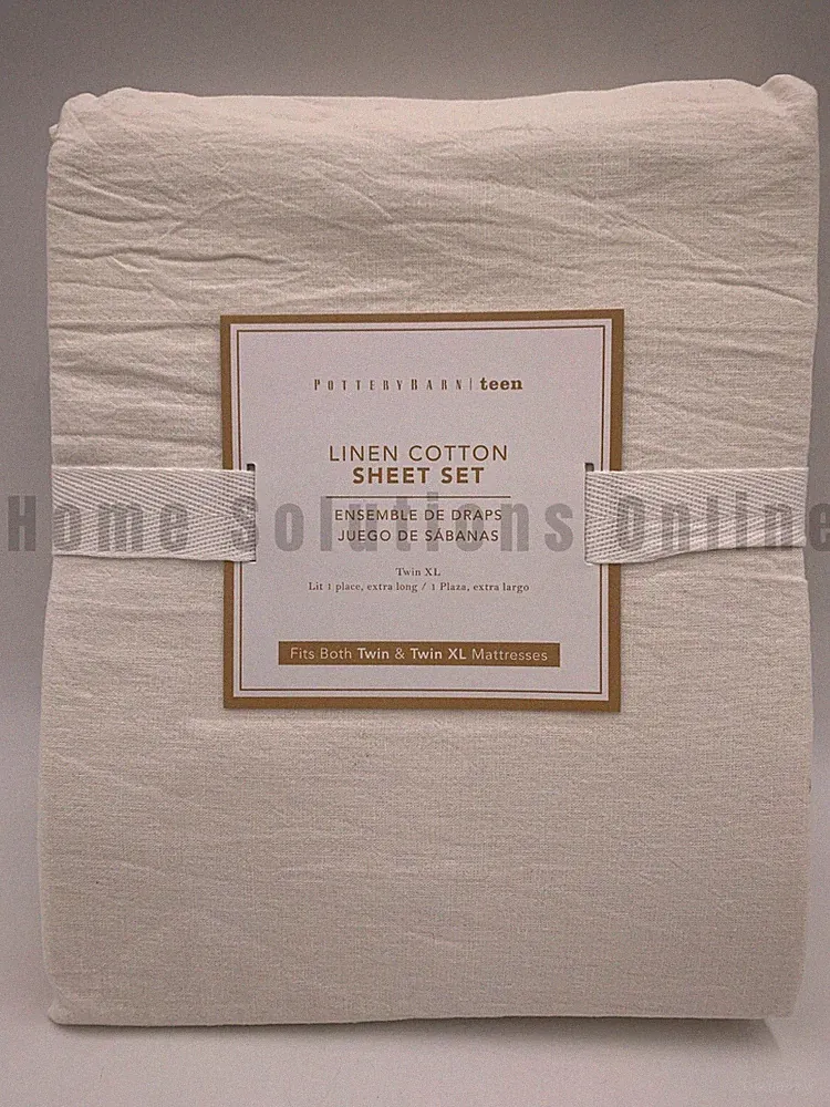 Pottery Barn Teen Linen Cotton Sheet Set 3 Pcs White Twin / XL Twin #A1381