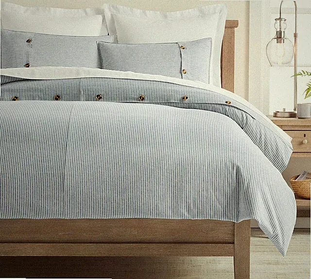 Pottery Barn - Wheaton Striped Cotton Linen Duvet Cover - Hot Deals