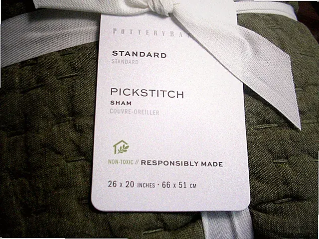 POTTERYBARN PICKSTITCH SHAM PAIR LODEN 55% COTTON 45% LINEN STANDARD 26"X20" NWT