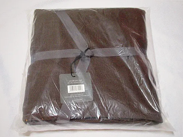 Restoration Hardware vintage Linen Throw 50x70" Fringed Charcoal dark brown $149