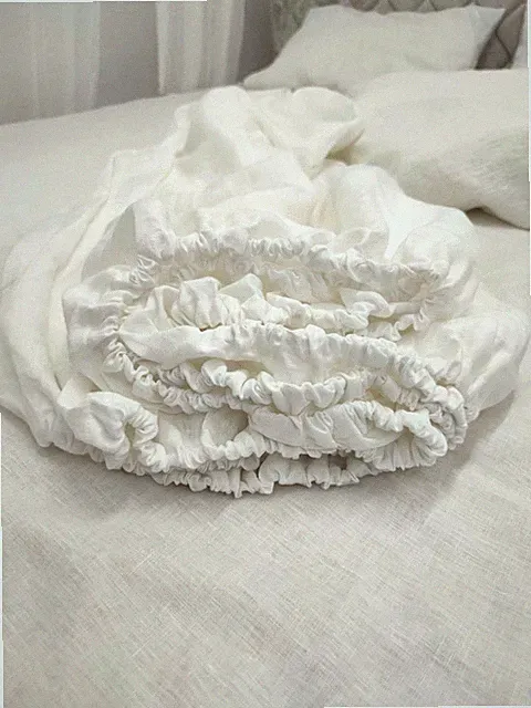 Stone washed linen Fitted bed sheet single twin full double queen California