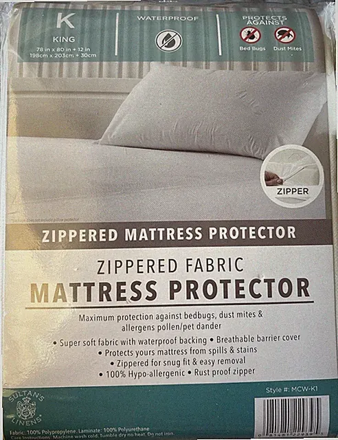 Sultan’s Linens King Zippered Mattress Protector Waterproof Hypoallergenic New