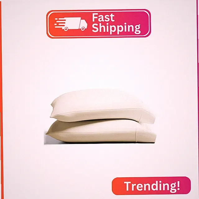 TEXAS LINEN CO. 100% Organic Cotton Percale Pillow Cases Standard/Queen Size Set