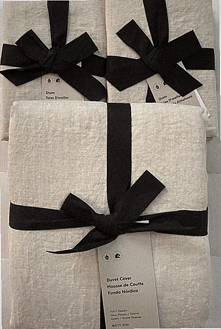 West Elm EUROPEAN FLAX LINEN Duvet Full Queen & Standard Shams Natural Flax NWT